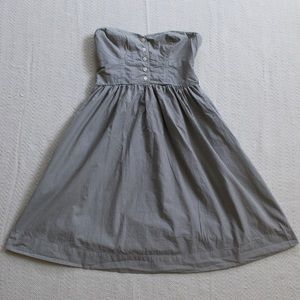 Olive and white stripe strapless dress w/ pockets!